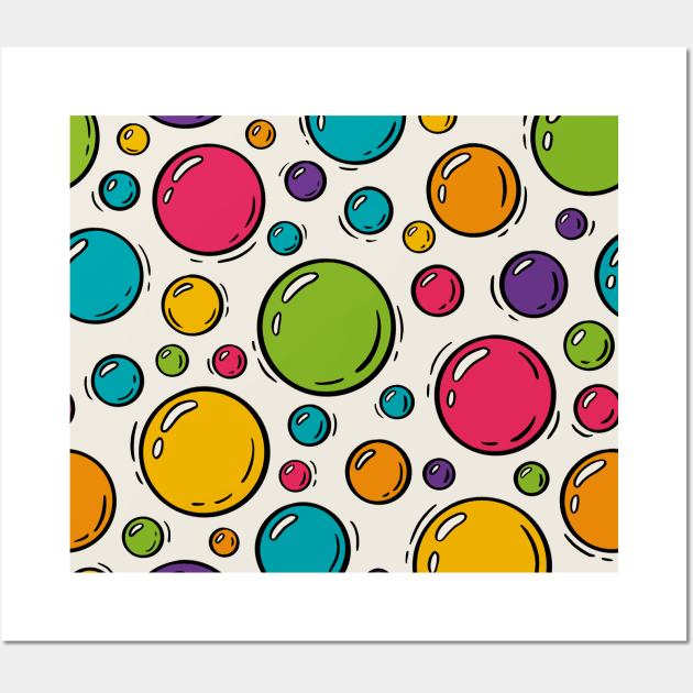 Vivid Bubble Frenzy Repeating Pattern Wall Art by JBeasleyDesigns